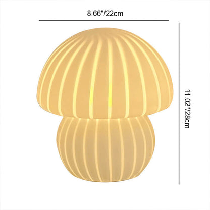 Nordic Vintage Round Mushroom Striped Glass 1-Light Table Lamp