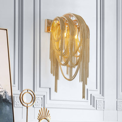 Postmodern Luxury Aluminum Chain Tassel  2-Light Wall Sconce