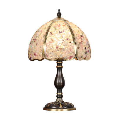 Contemporary Creative Colored Crystal Copper Flower 1-Light Table Lamp For Bedroom