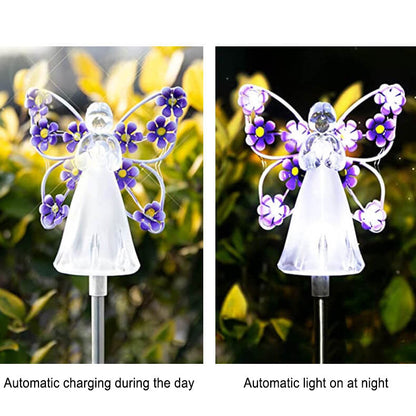 Modern Creative Flower Angel Decorative Solar Outdoor Lawn LED Garden Ground Insert Landscape Light