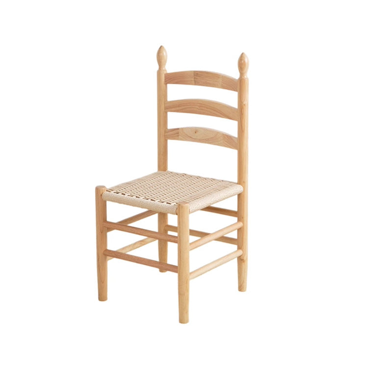 Contemporary Retro Square Braided Rope Solid Wood Dining Chair Ladder-back Footrest For Dining Room
