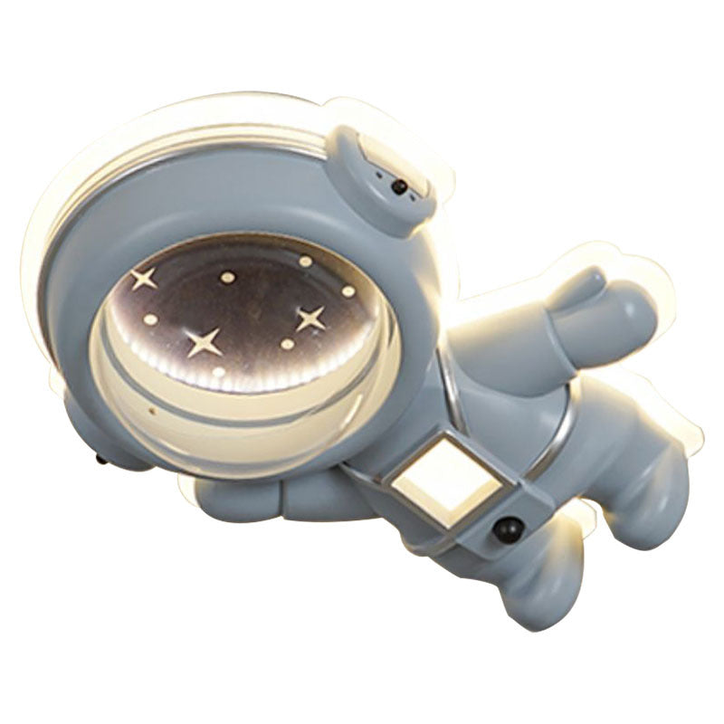 Contemporary Creative Kids Metal Acrylic Resin Astronaut Flush Mount Ceiling Light For Bedroom
