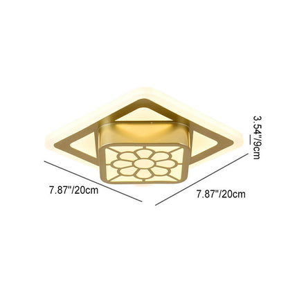 Modern Luxury Floral Square Geometry LED Flush Mount Ceiling Light