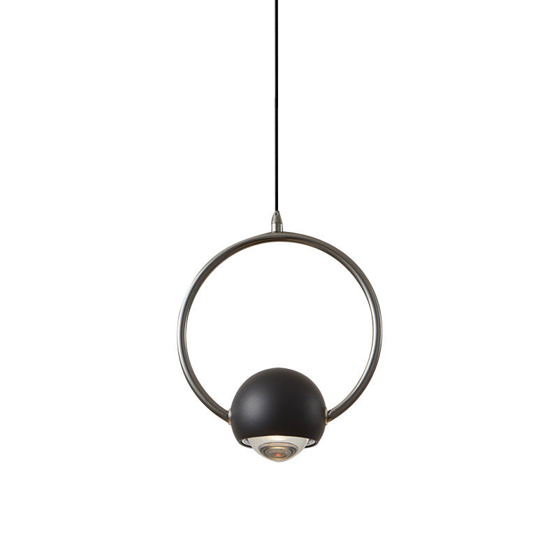 Contemporary Nordic Aluminum Circle Ring Liftable LED Pendant Light For Bedroom