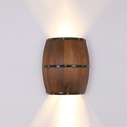 Industrial Vintage Half Barrel Wood LED Wall Sconce Lamp