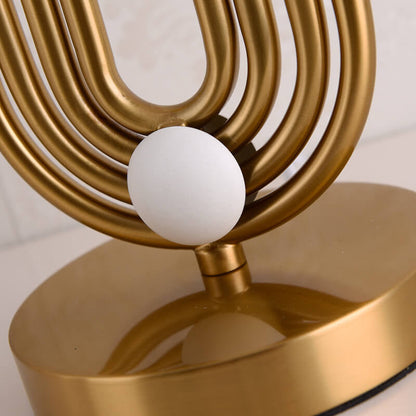 European Fabric Metal Ring Base 1-Light Table Lamp