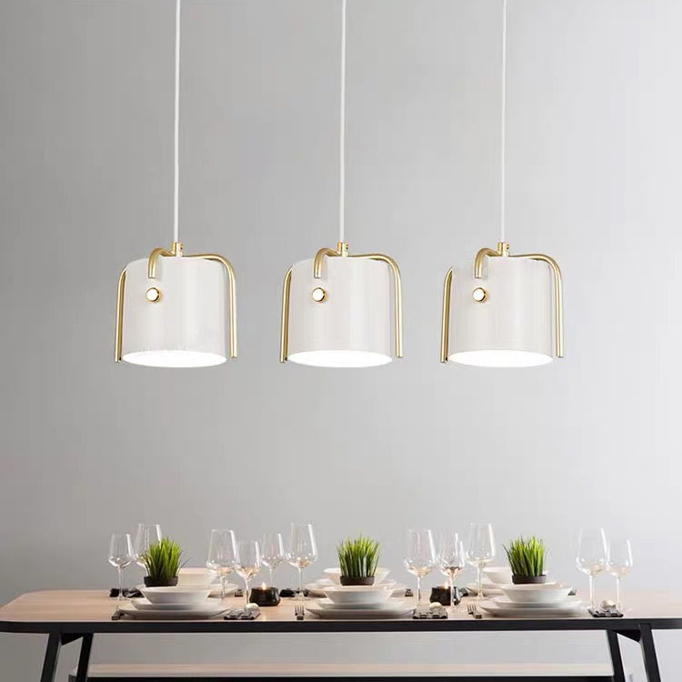 Contemporary Scandinavian Macaron Cylinder Iron 1-Light Pendant Light For Bedroom