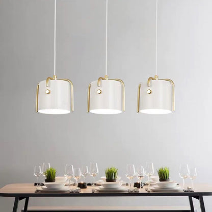 Contemporary Scandinavian Macaron Cylinder Iron 1-Light Pendant Light For Bedroom
