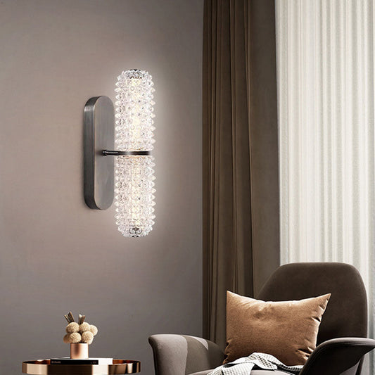 مصباح حائط LED من الألومنيوم بعمود زجاجي فاخر حديث 