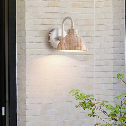 Japanese Minimalist Yellow Travertine Bowl Shape 1-Light Wall Sconce Lamp