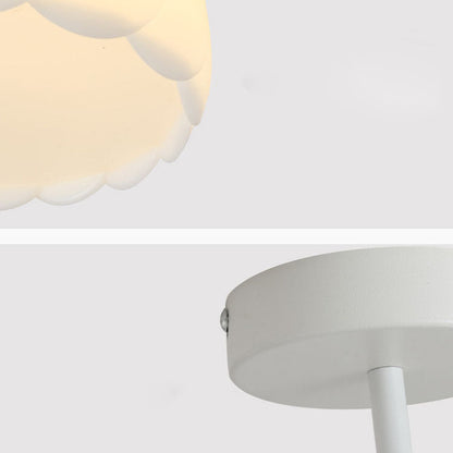 Modern Minimalist Round Flower Hardware PE LED Semi-Flush Mount Ceiling Light For Bedroom