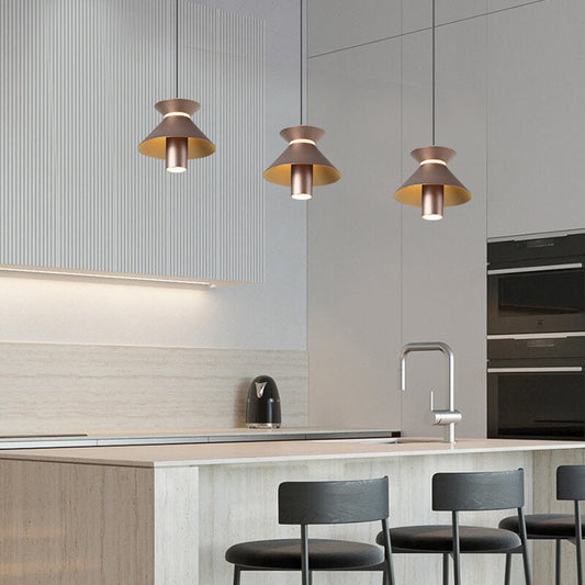 ثريا جزيرة LED من الألومنيوم بلون واحد بتصميم عصري بسيط 