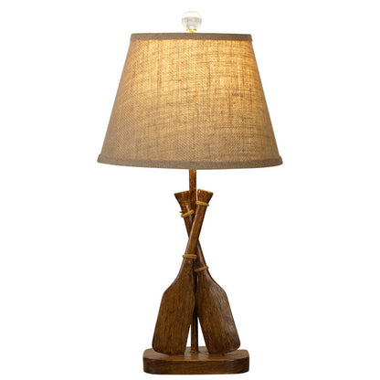 European Vintage Rustic Resin Linen 1-Light Table Lamp