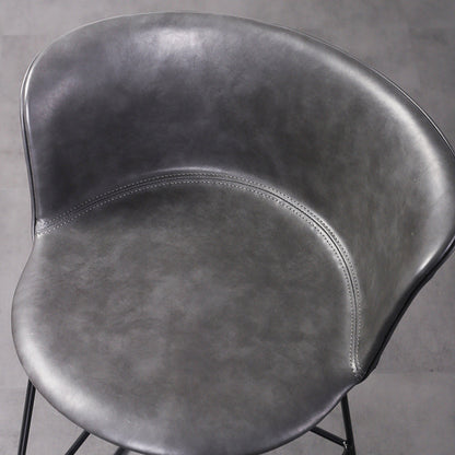 Contemporary Retro Square Saddle Leather Stainless Steel Bar Stool Backrest Footrest For Dining Room