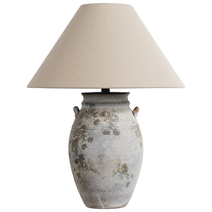 Traditional Vintage Ceramic Fabric Metal Conic Pot 1-Light Table Lamp For Bedside