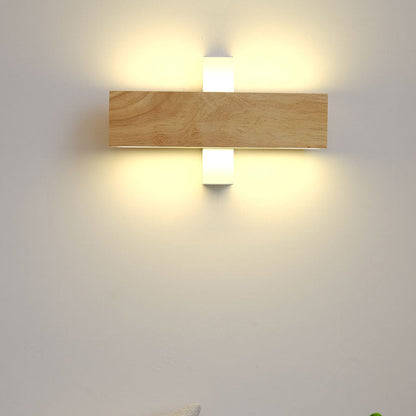 Japanese Minimalist Log Rectangular Flat Rotatable LED Wall Sconce Lamp