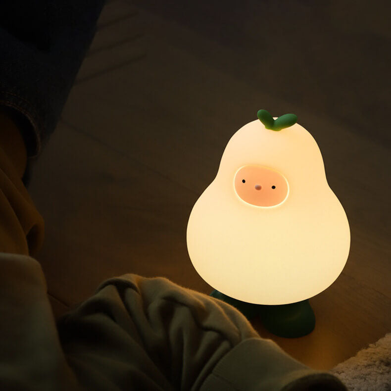 Creative Cartoon Pear Silicone LED Night Light Table Lamp