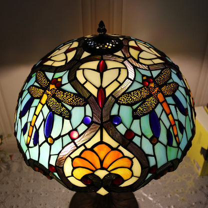 Traditional Rustic Round Resin Glass 2-Light Table Lamp For Bedroom