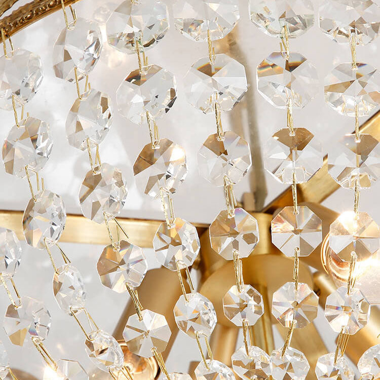 European Light Luxury Full Copper Crystal 4/5-Light Semi-Flush Mount Light