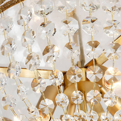 European Light Luxury Full Copper Crystal 4/5-Light Semi-Flush Mount Light