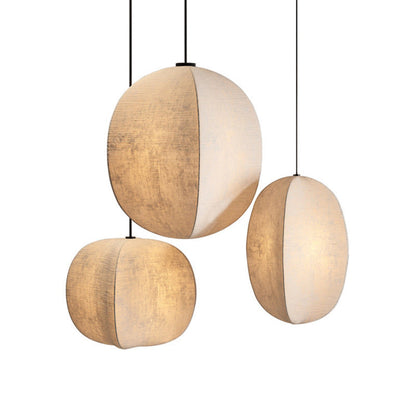 Traditional Japanese Zen Anti-silk Lantern Shape 1-Light Pendant Light For Living Room