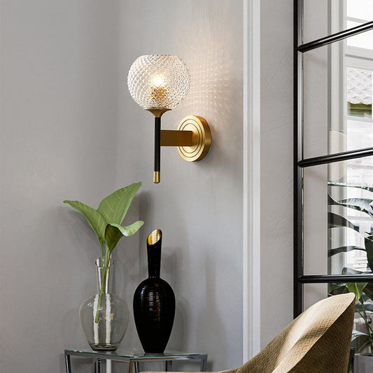 مصباح حائطي فاخر من Nordic Light مصنوع بالكامل من النحاس والزجاج بنصف ضوء 