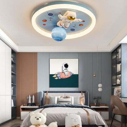 Cartoon Creative Space Astronaut Resin LED Flush Mount Ceiling Light