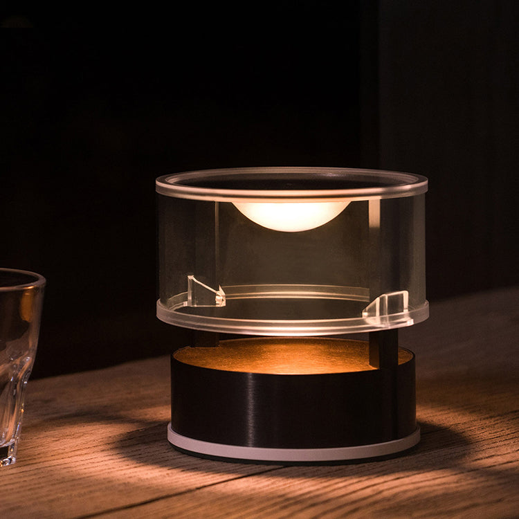 Modern Simplicity PMMA PC Stainless Steel Aluminum Cylinder LED Table Lamp For Bedside