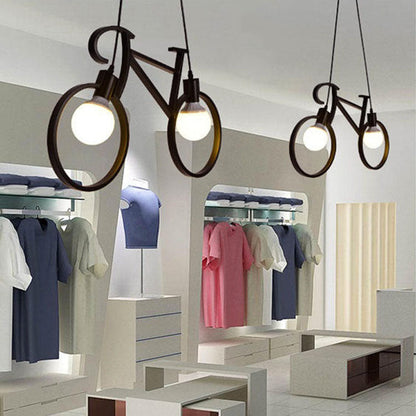 Contemporary Creative Bicycle Iron 2-Light Chandelier For Living Room