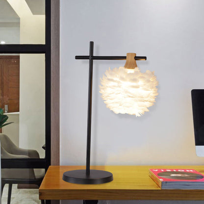 Modern Creative Feather Fishing Rod 1-Light Table Lamp