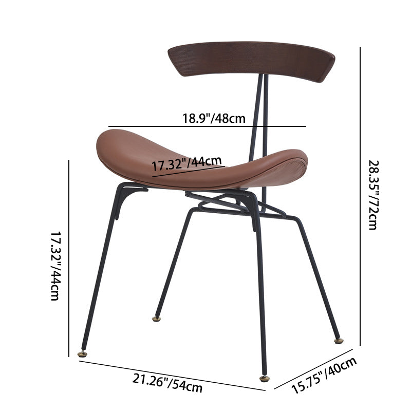 Contemporary Industrial Ant Arch Wood Rebar PU Leather Fabric Sponge Dining Chair Backrest For Dining Room