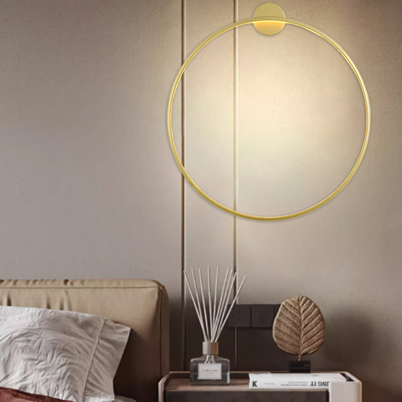 مصباح حائط LED دائري من الأكريليك والألومنيوم بتصميم عصري بسيط لغرفة النوم 