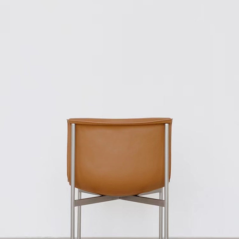 Contemporary Nordic Square Curved Microfiber Leather Stainless Steel Dining Chair Backrest For Dining Room