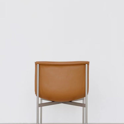 Contemporary Nordic Square Curved Microfiber Leather Stainless Steel Dining Chair Backrest For Dining Room