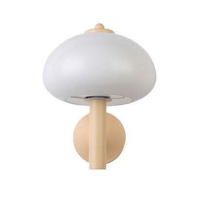 Modern Simplicity Iron Glass Mushroom Round 1-Light Wall Sconce Lamp For Bedside