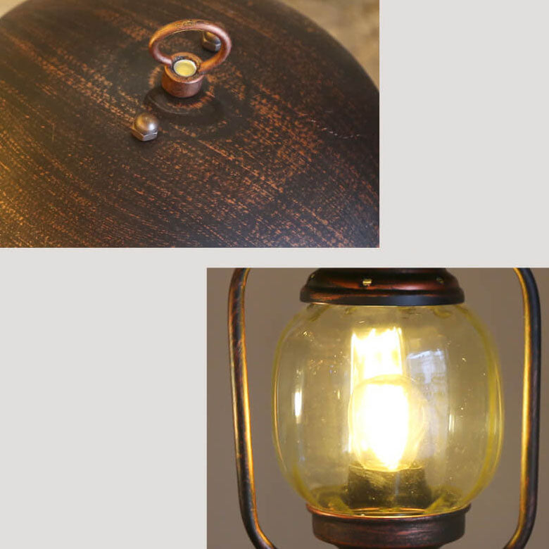 European Retro Wrought Iron Glass 1-Light Table Lamp