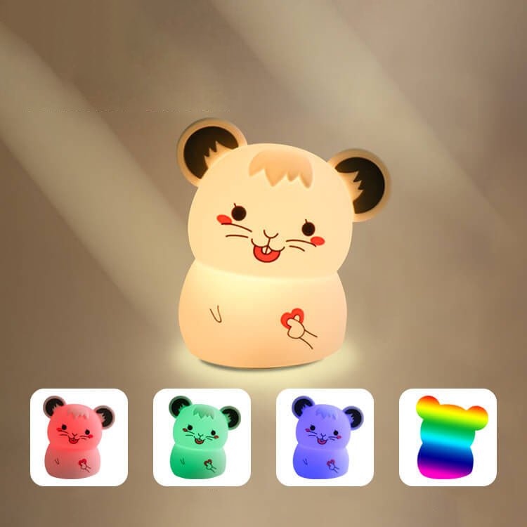 Cartoon Cute Mouse Silicone USB LED Night  Light Table Lamp