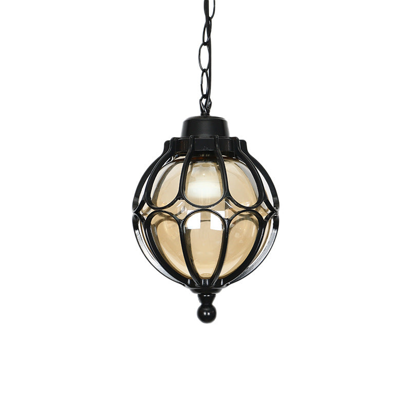 Traditional European Waterproof Aluminum Iron Glass Ball 1-Light Pendant Light For Outdoor Patio