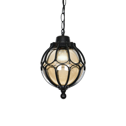 Traditional European Waterproof Aluminum Iron Glass Ball 1-Light Pendant Light For Outdoor Patio