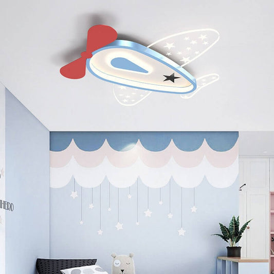 Cartoon Creative Aircraft Iron Acrylic Kids LED Flush Mount Ceiling Light