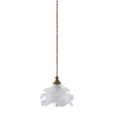 Modern Art Deco Brass Floral Glass Shade 1-Light Pendant Light For Bedroom