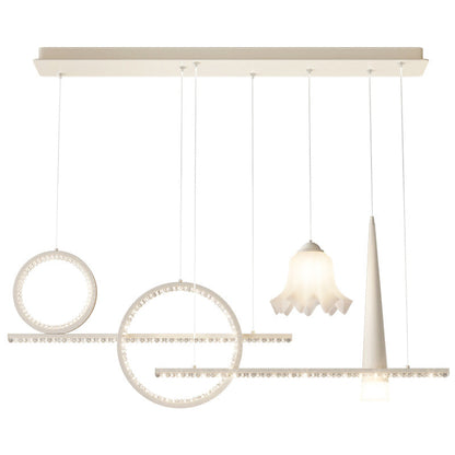 Contemporary Luxury Geometric Ring Glass Ball Shade LED Chandelier Island Light For Living Room