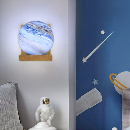 Nordic Creative Planet Glass Wood 1-Light Wall Sconce Lamp