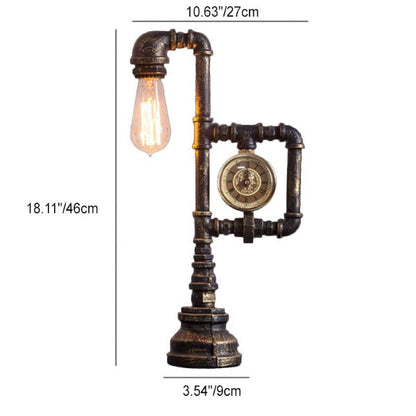 Traditional Vintage Pipe Metal Glass 1-Light Table Lamp For Study Room