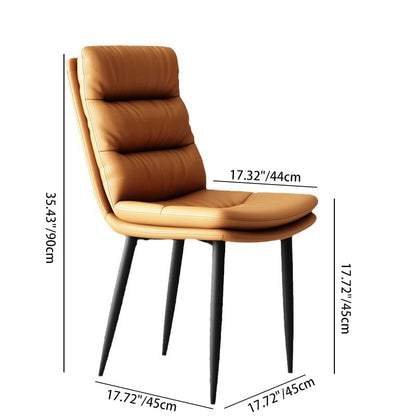 Modern Minimalist Rectangular Microfiber Leather Carbon Steel Dining Chair Backrest Armless For Dining Room