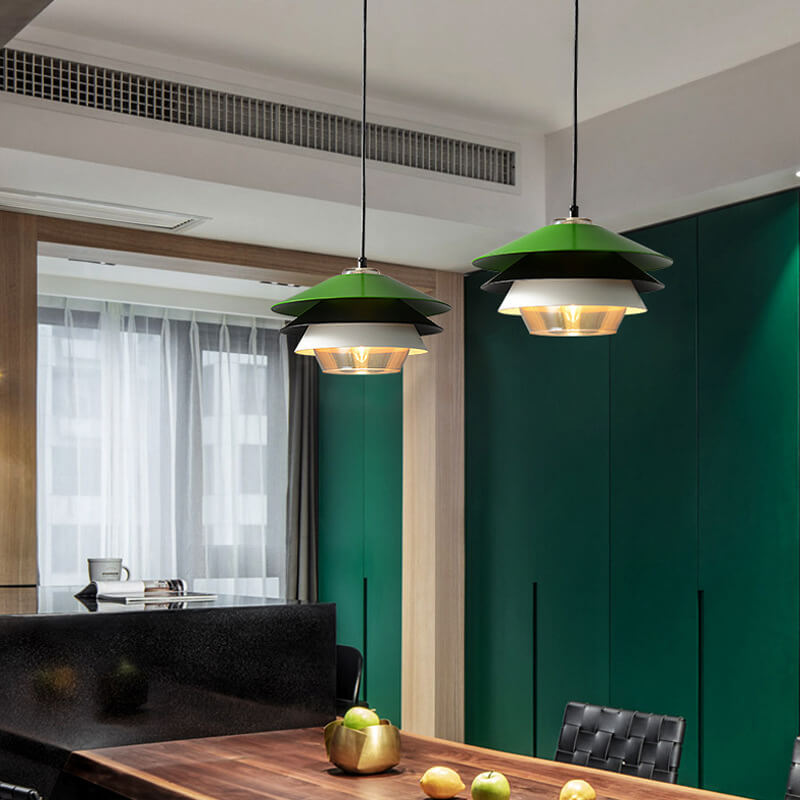 مصباح معلق متعدد الطبقات من الحديد بتصميم قبة بسيط من Nordic Simplicity، مصباح واحد 