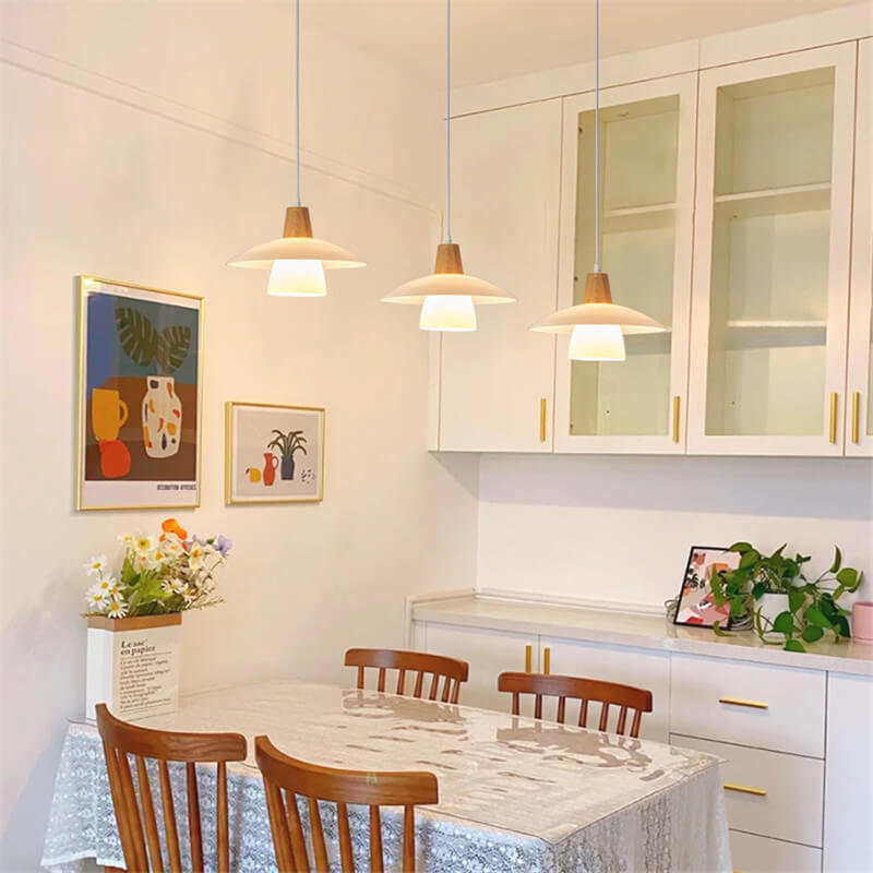Japanese Minimalist Log Glass 1-Light Pendant Light