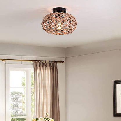 Retro Industrial Twine Iron 1-Light Flush Mount Light