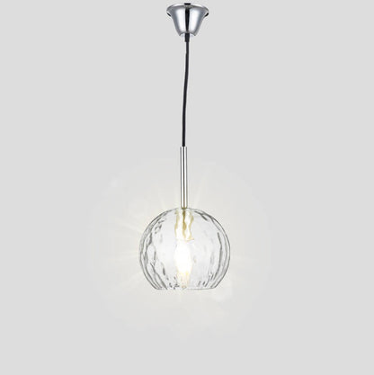 Vintage Minimalist Chrome Clear Round Ball Glass 1-Light Pendant Light