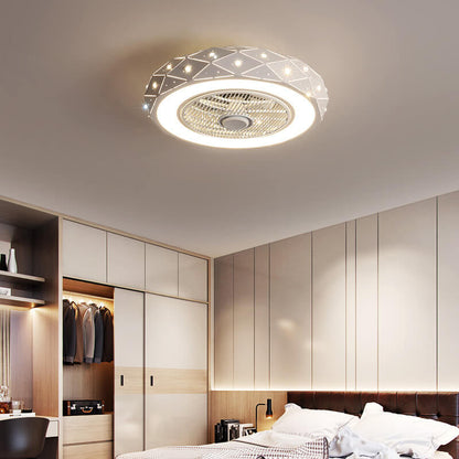 مصباح سقف LED بتصميم شبكي على شكل نجمة بتصميم بسيط على الطراز الاسكندنافي مع مروحة